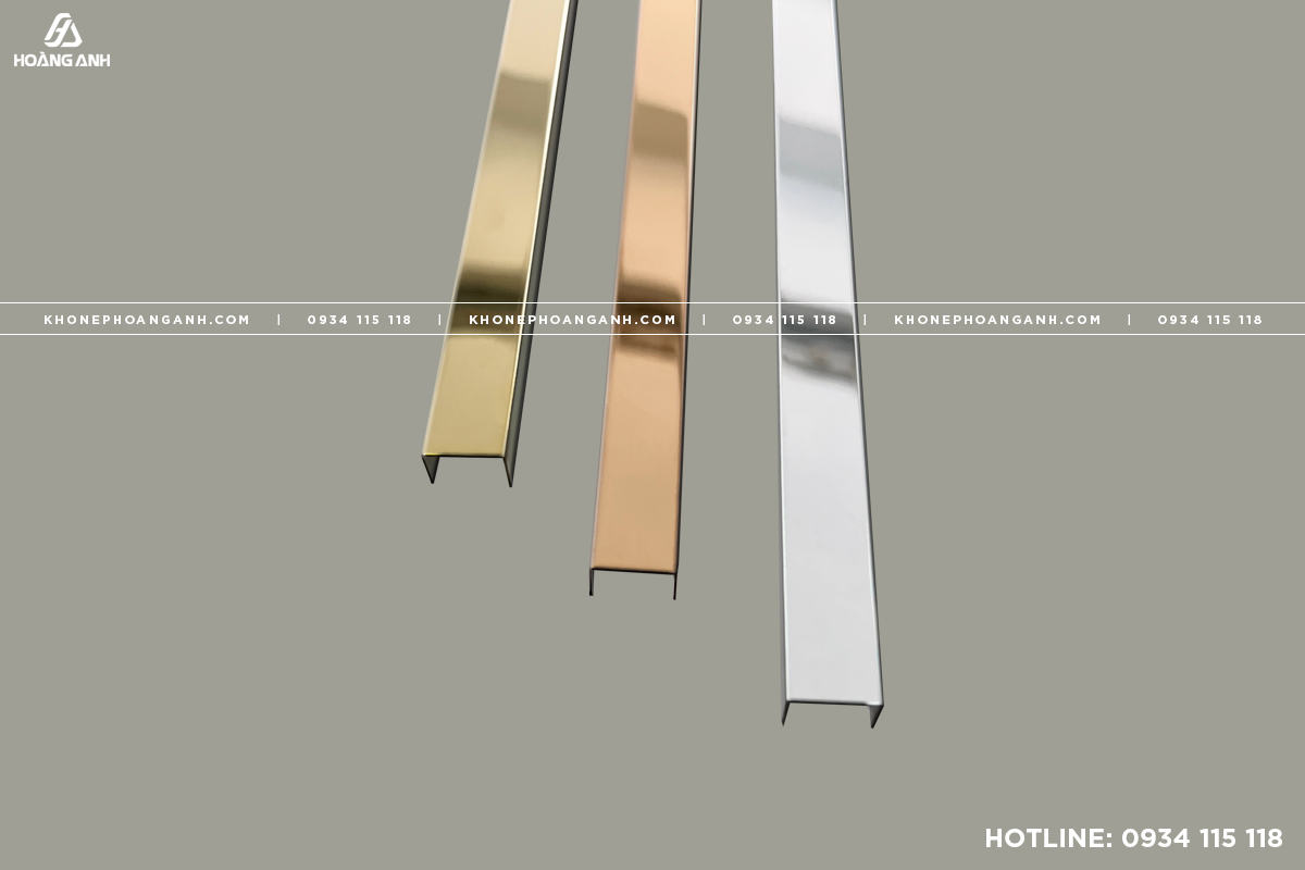 Nẹp U Inox 304 Trắng Gương - Vàng Gương - Hồng Gương
