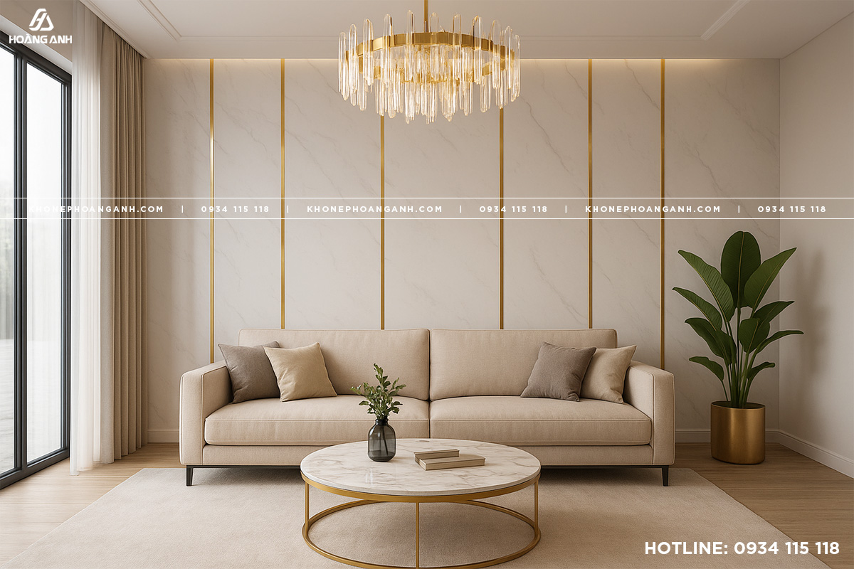 Nẹp U Inox 304 Màu Vàng Gương lắp đặt thực tế