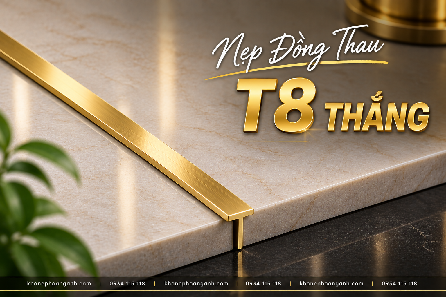 Cấu tạo chi tiết của Nẹp Đồng Thau T8 Thẳng cao cấp tại Kho Nẹp Hoàng Anh