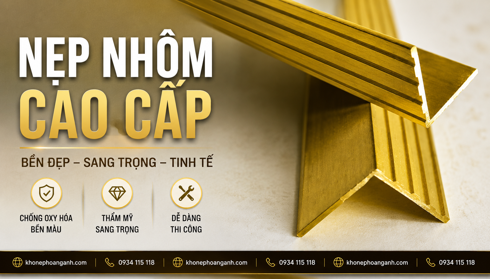 Cấu tạo chi tiết của Nẹp Đồng Thau Chữ V30MM cao cấp tại Kho Nẹp Hoàng Anh