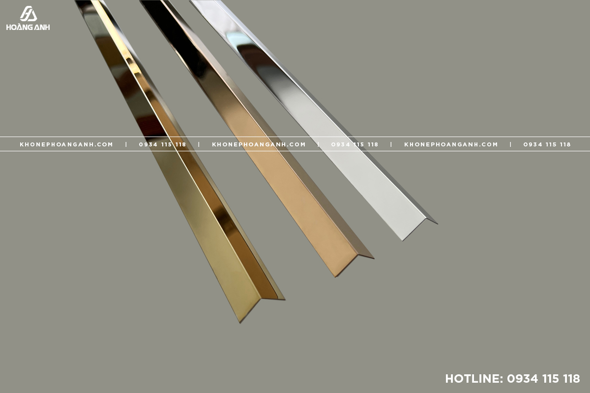 Nẹp V Inox 304 Vàng gương - Hồng Gương- Trắng Gương